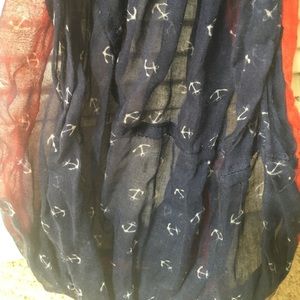 Navy infinity scarf w/ red trim & white sea anchor